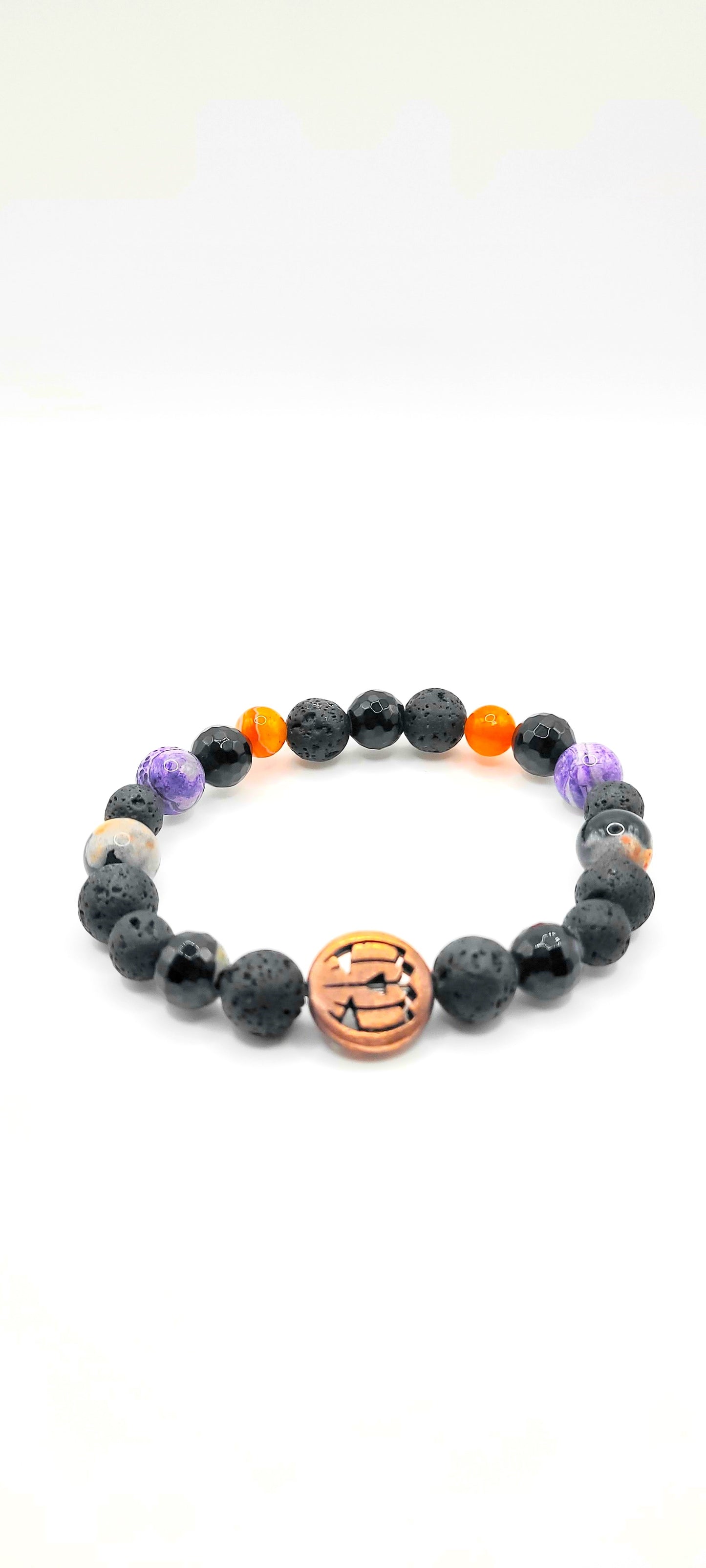 Cracked Agate Lava Rock Bracelet Orange Charm