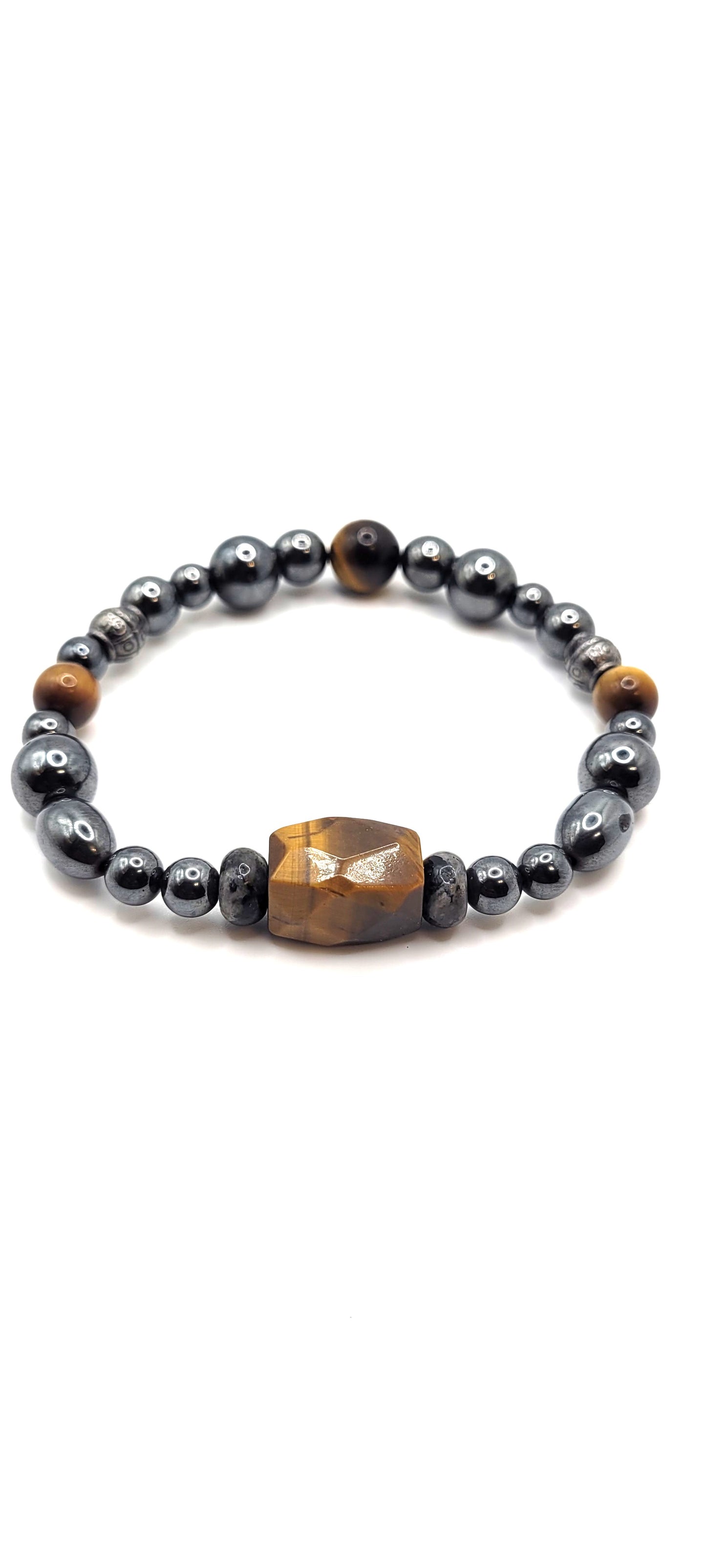 Tiger Eye Hematite Labrador Accent Bracelet