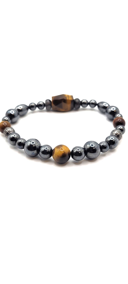 Tiger Eye Hematite Labrador Accent Bracelet