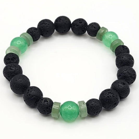 Green Aventurine and Lava Rock Bracelet