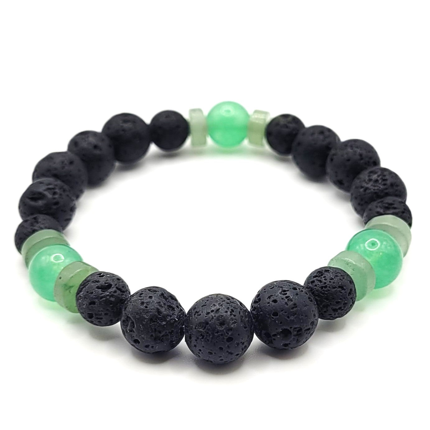 Green Aventurine and Lava Rock Bracelet