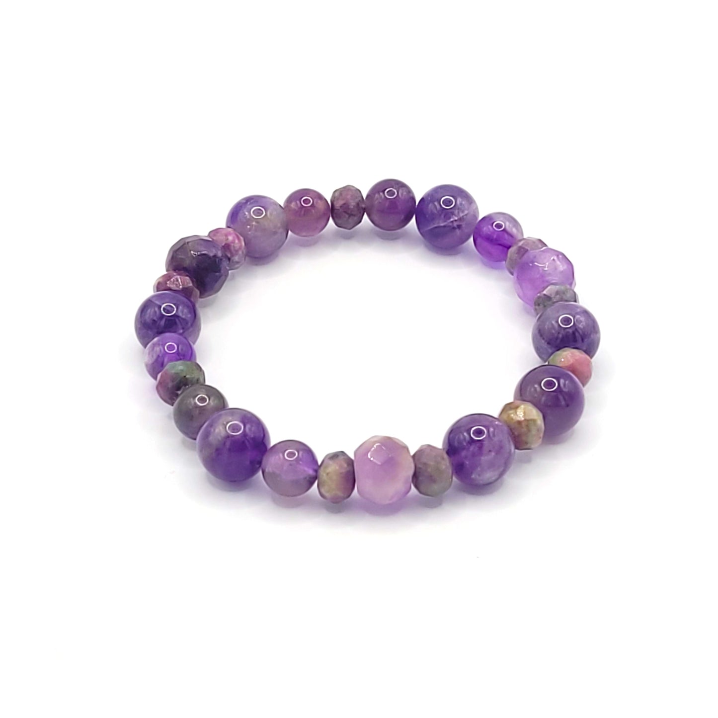 Ruby and Amethyst Stretch Bracelet Size 7.5mm