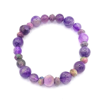 Ruby and Amethyst Stretch Bracelet Size 7.5mm